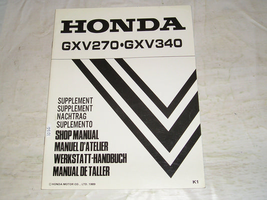 HONDA GXV270 GXV340 K1 1990  Engines  Service Manual Supplement   66ZE802Z  #1036