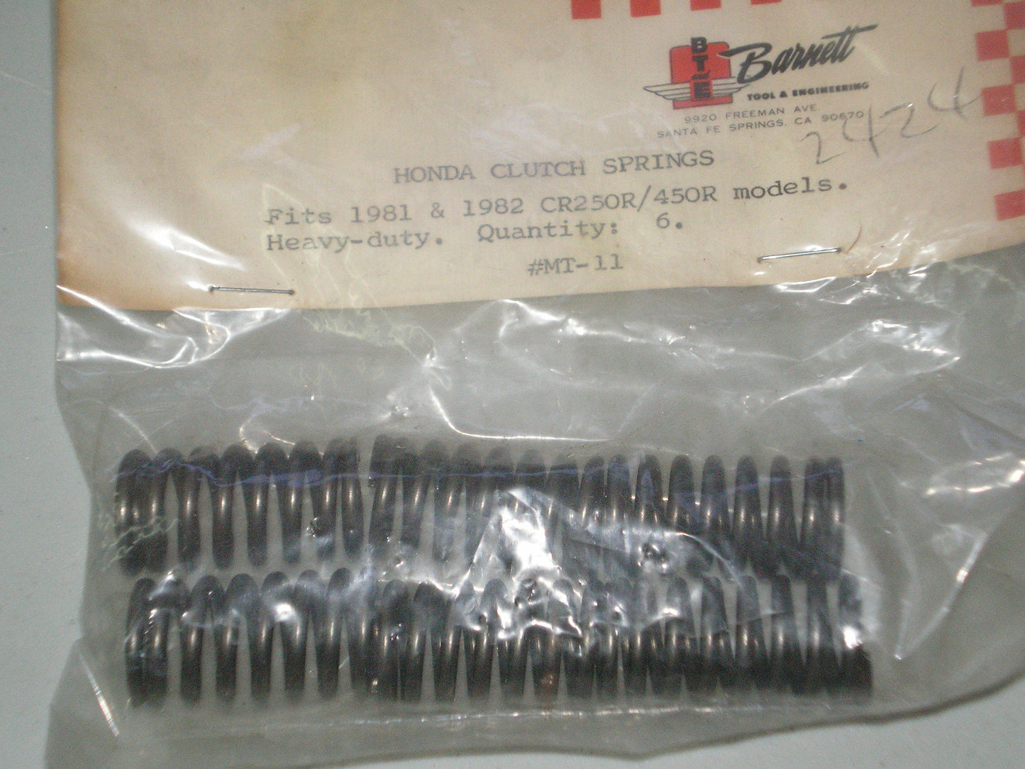 HONDA CR250R CR450R Barnett Heavy Duty Clutch Springs Set/6 MT-11