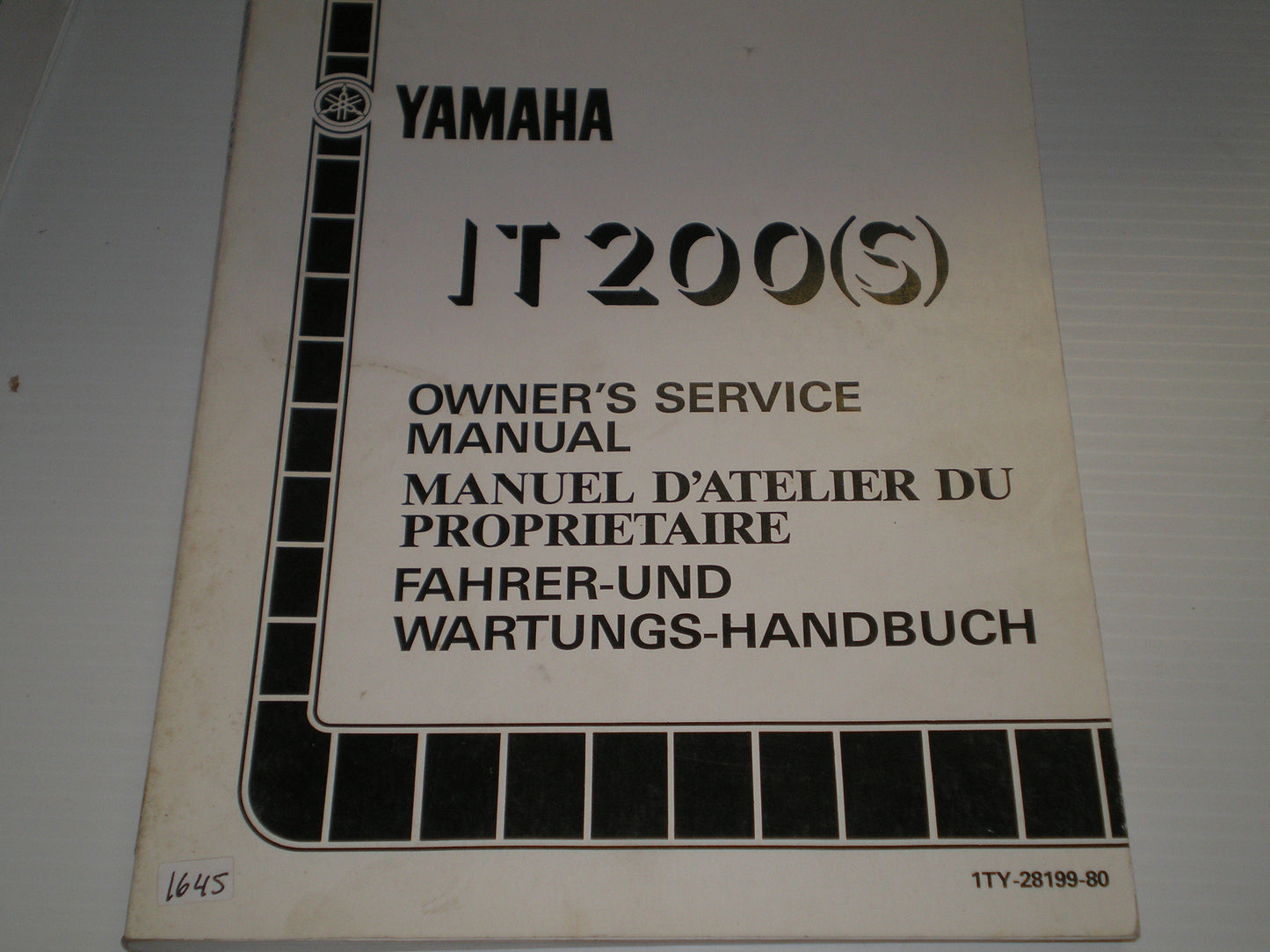 YAMAHA IT200 S  Owner's Service Manual  1TY-28199-80  #1645