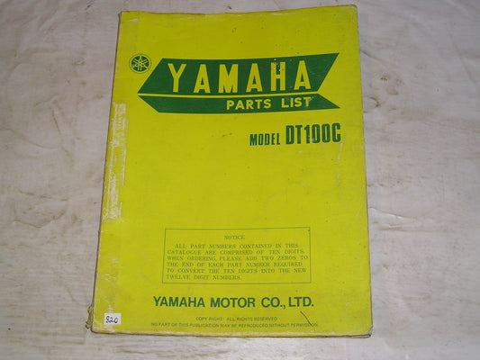 YAMAHA DT100 C 1976 Parts List / Catalogue  558-28198-60  LIT-10015-58-00  #820