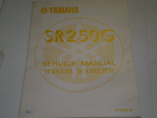 YAMAHA SR250G  SR250 G 1980  Service Manual  3Y7-28197-70 #315