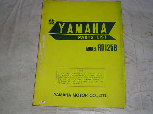 YAMAHA RD125 B  1975  Parts List / Catalogue  507-28198-60  LIT-10015-07-00  #855