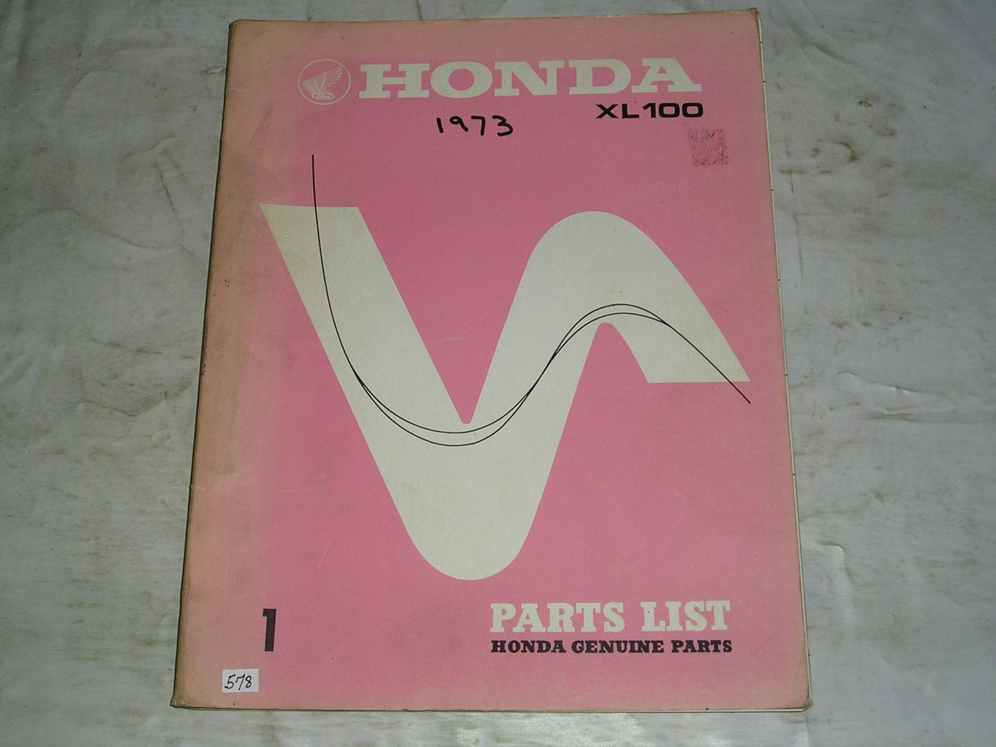 HONDA XL100 1974   Factory Parts List  1336401  #578