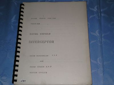 ROYAL ENFIELD 1967 1968  Interceptor / Road Scrambler / Road Racer  Parts Catalogue  #E59
