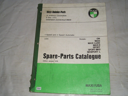 PUCH GN Maxi Maxi-Luxe Maxi II Sport Sport MKII Newport L 1979 Parts Catalogue 907.1.71.927.4 # 938