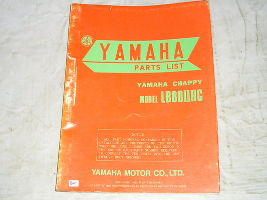 YAMAHA LB80 II HC 1975 Parts List 542-28198-60 LIT-10015-42-00 #847