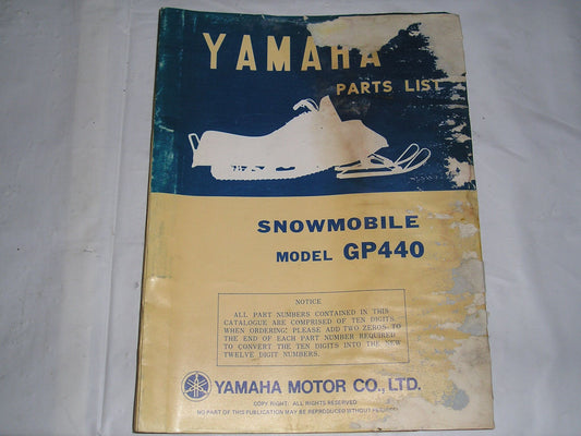 YAMAHA GP440 1976 Parts List / Catalogue 8A1-28198-60 LIT-10018-A1-00 #S84