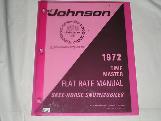 JOHNSON Skee Horse Snowmobiles 1972 Time Master Flat Rate Manual JS 4364 #S223