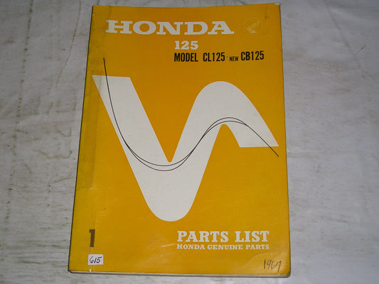 HONDA CB125  CL125 1973   Factory Parts List   #615