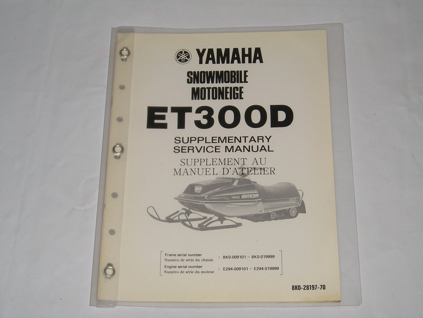YAMAHA ET300 D Enticer 1980  Service Manual Supplement  8K0-28197-70   #S151