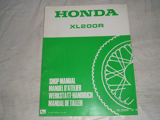 HONDA XL200R D XL200RD 1983 Shop Manual Supplement 6643701X #966