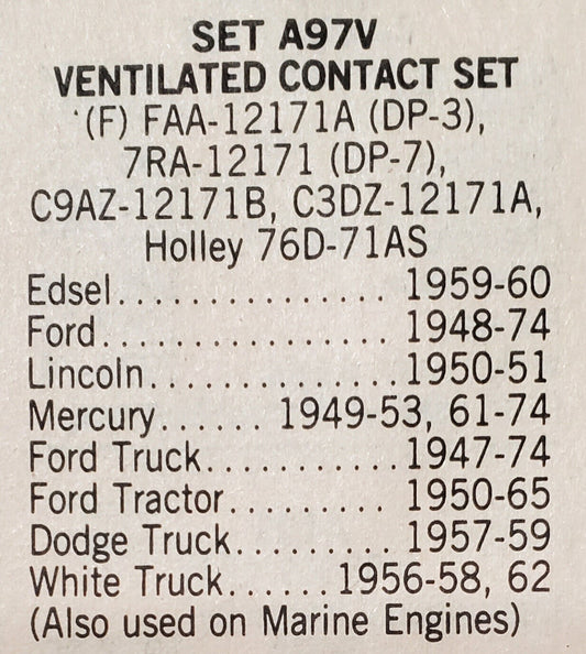 Standard Motor Product Ignition Contact Braker / Points Set FD-8182XV